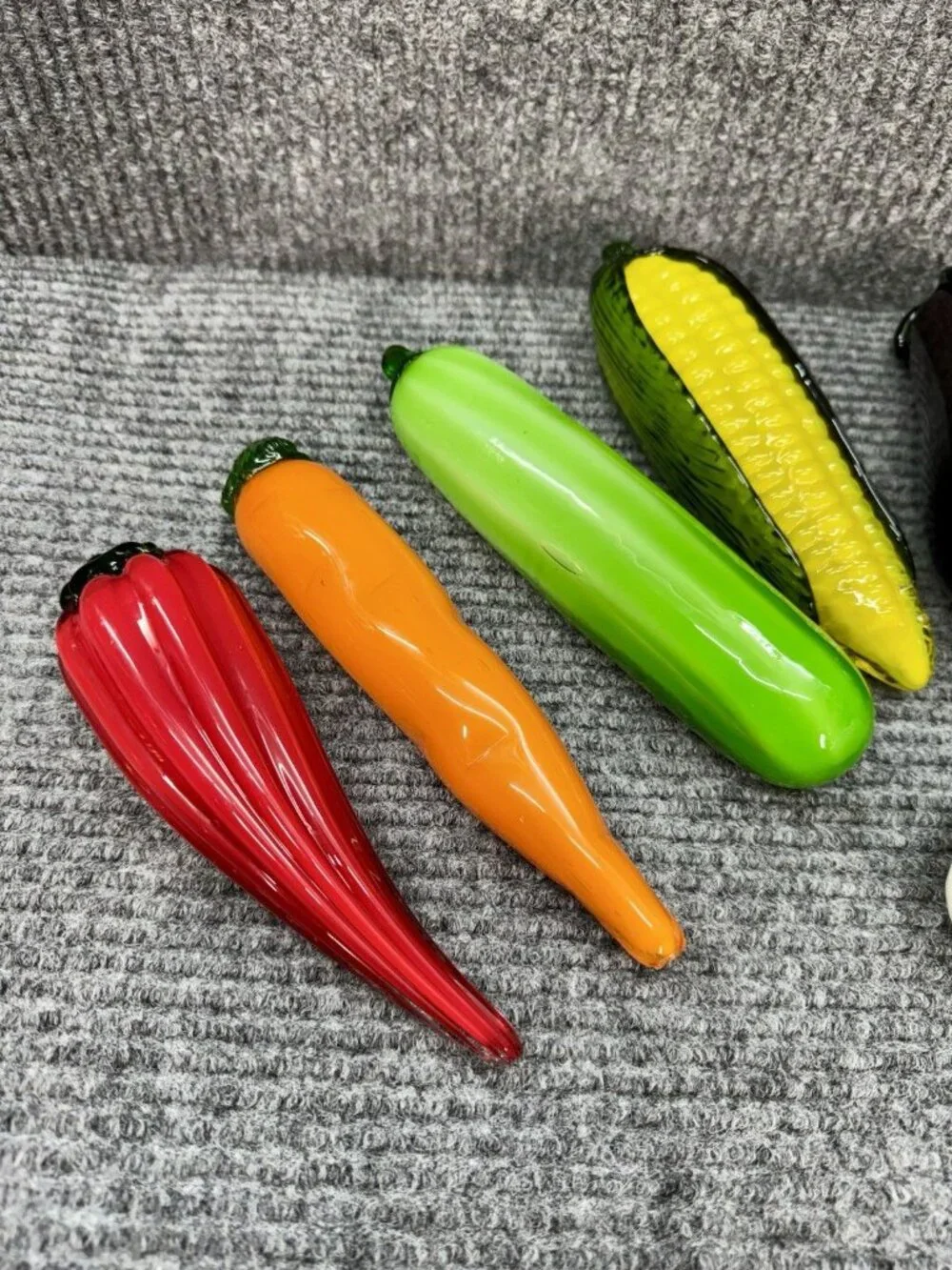 Vintage Murano Style Hand Blown Glass Fruits & Vegetables Cottagecore Lot Of 9